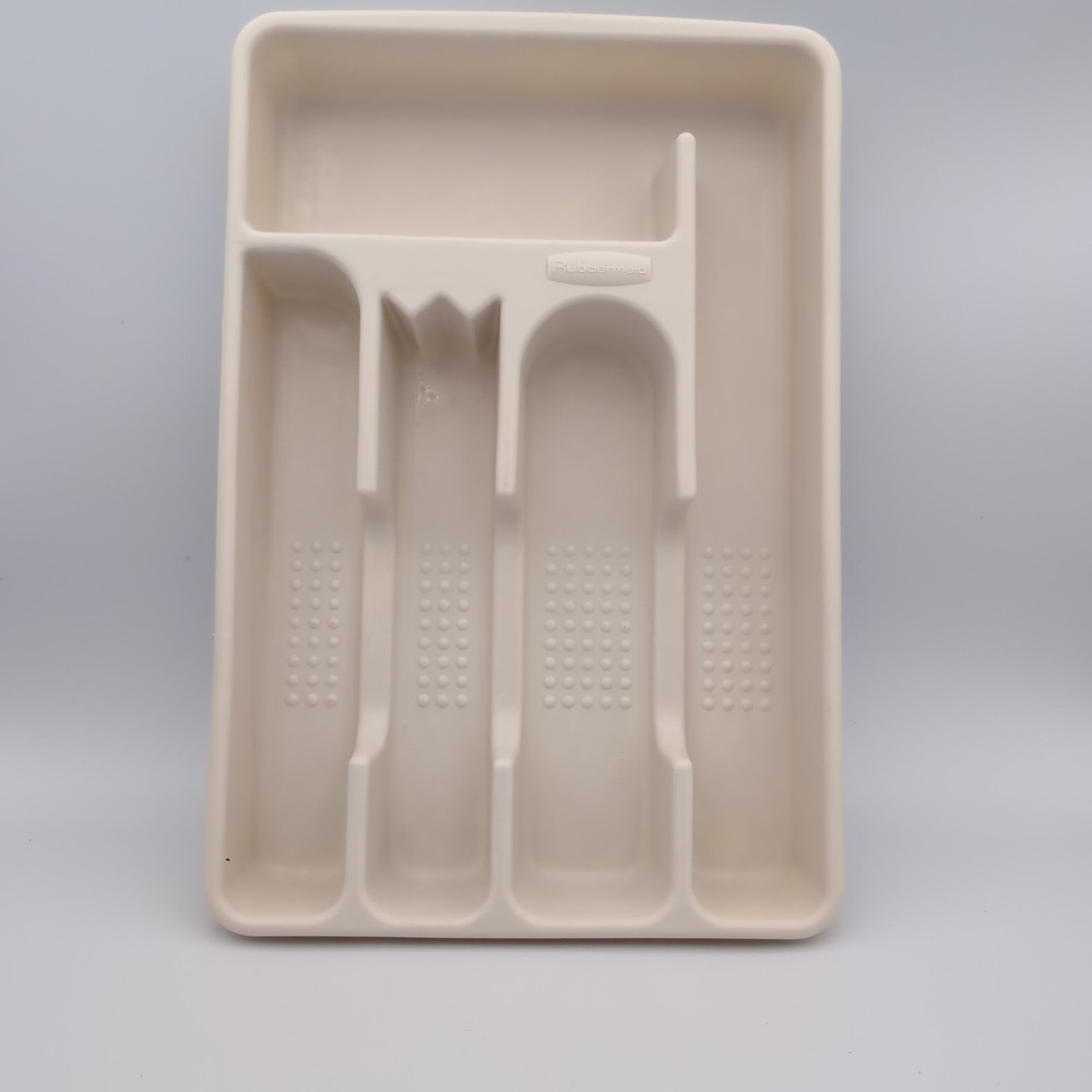 Rubbermaid Cutlery Tray Silverware Organizer Almond 5-Compartment Utensil 2919